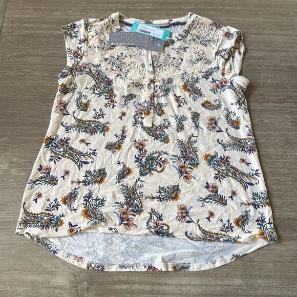 Daniel Rainn Torres Split Neck Knit Top Off White Medium Stitch Fix Nwt - Picture 4 of 5